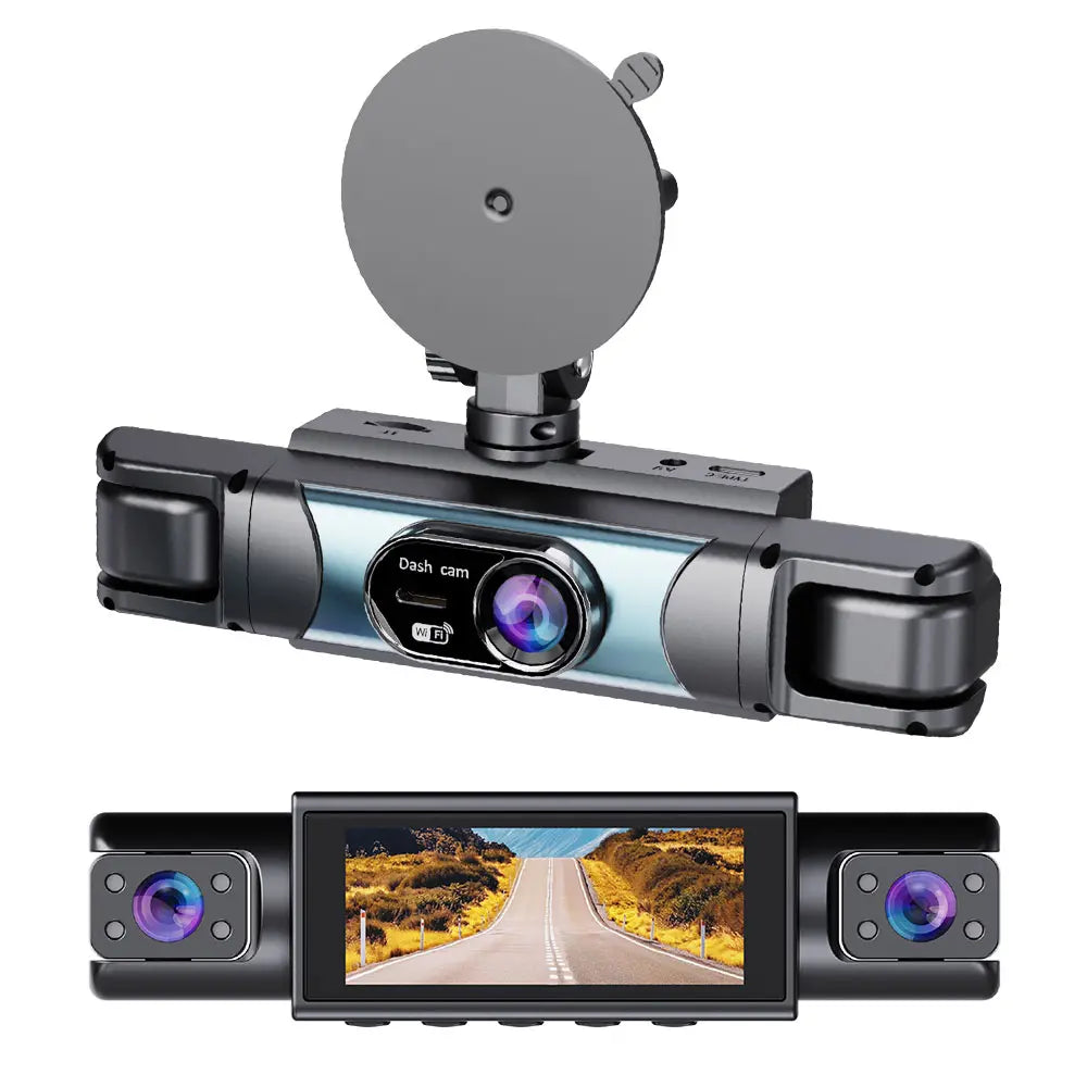 360° Surround View 4 Channel Dash Cam , 1080P FHD , 3.18" IPS Display, Built-In 2.4Ghz Wifi App Control, WDR, Loop Recording, Reverse Assist, 4 Lens Front Rear inside Left Right Car Driving Recorder, Car Security Camera-Yy