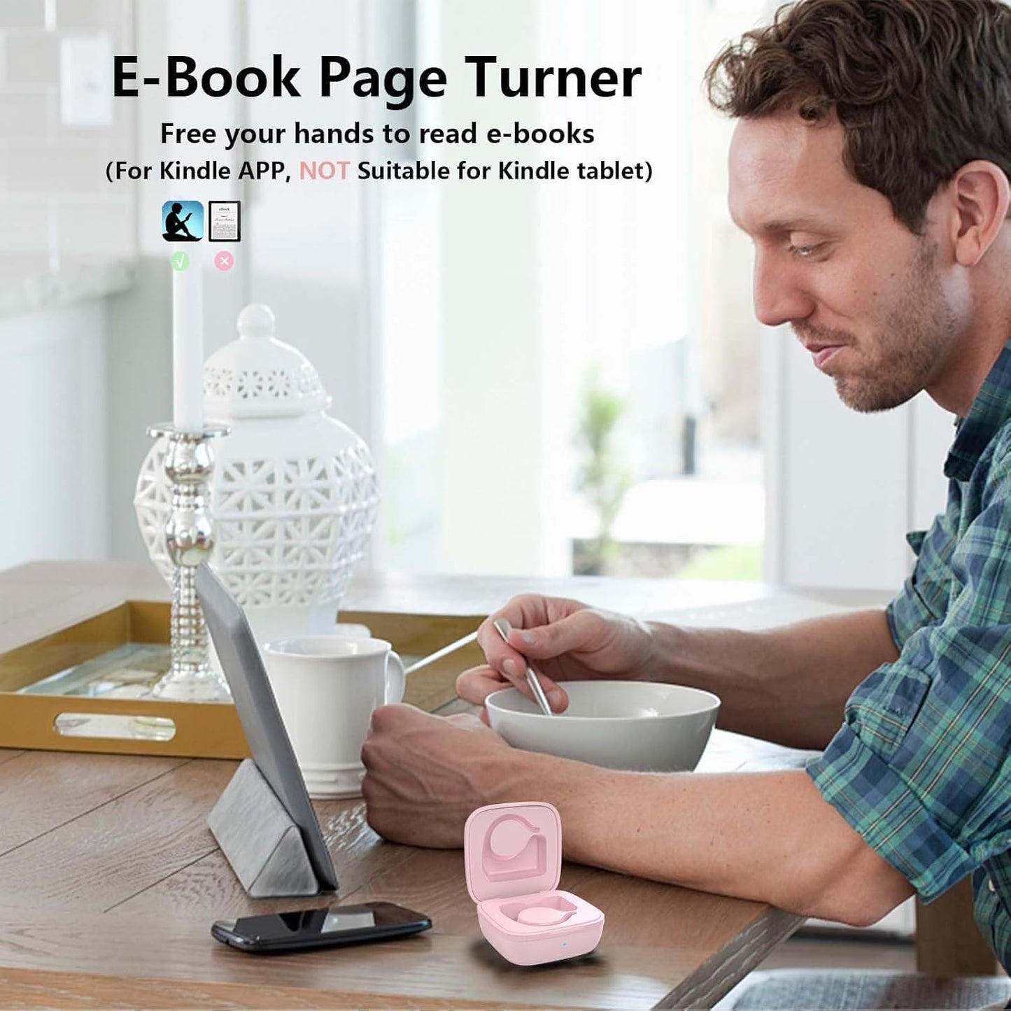 Tiktok Remote Control for Tiktok, Bluetooth Page Turner for Ipad/Kindle App/Iphone/Android, Tiktok Scrolling Ring (Pink)