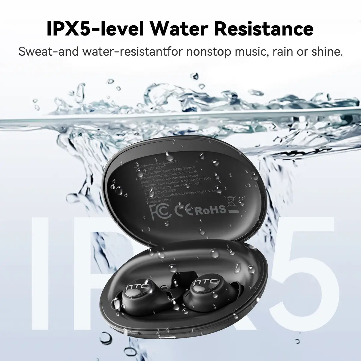 HTC NE76 Bluetooth 6.0 Wireless Earbuds - Mini Invisible Flat-Head Noise-Canceling Earphones, Noise Isolation Solutions, No Ear Pressure for Side Sleepers, Sleep Quality Improvement, Travel-Friendly, Mini Invisible Earbuds