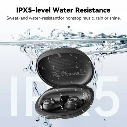 HTC NE76 Bluetooth 6.0 Wireless Earbuds - Mini Invisible Flat-Head Noise-Canceling Earphones, Noise Isolation Solutions, No Ear Pressure for Side Sleepers, Sleep Quality Improvement, Travel-Friendly, Mini Invisible Earbuds