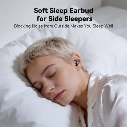 HTC NE76 Bluetooth 6.0 Wireless Earbuds - Mini Invisible Flat-Head Noise-Canceling Earphones, Noise Isolation Solutions, No Ear Pressure for Side Sleepers, Sleep Quality Improvement, Travel-Friendly, Mini Invisible Earbuds