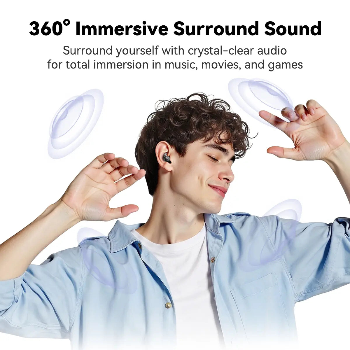 HTC NE76 Bluetooth 6.0 Wireless Earbuds - Mini Invisible Flat-Head Noise-Canceling Earphones, Noise Isolation Solutions, No Ear Pressure for Side Sleepers, Sleep Quality Improvement, Travel-Friendly, Mini Invisible Earbuds