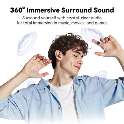 HTC NE76 Bluetooth 6.0 Wireless Earbuds - Mini Invisible Flat-Head Noise-Canceling Earphones, Noise Isolation Solutions, No Ear Pressure for Side Sleepers, Sleep Quality Improvement, Travel-Friendly, Mini Invisible Earbuds