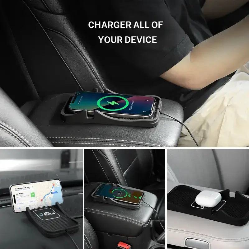 【Summerwins】Joytutus Smart Wireless Car Charger Pad anti Slip, Hands Free Stand Wireless Charging Accessory with Phone Holder, for Cars, Suvs, Trucks, Smart Car Charger,Back to School
