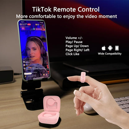 Tiktok Remote Control for Tiktok, Bluetooth Page Turner for Ipad/Kindle App/Iphone/Android, Tiktok Scrolling Ring (Pink)