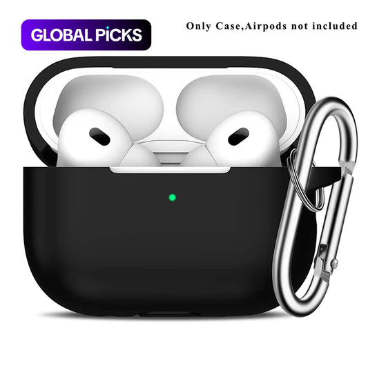 Silicone Earphone Case with Handy Carabiner, Earphone Protective Cover, Solid-Color Robust Shockproof Protective Case for Airpods Pro 2, Earbuds Protection with Visible LED Charging Indicator, Soft Earphone Protector for Men and Women